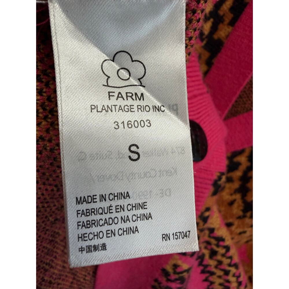 FARM Rio Croco Pink Knit Cardigan Sweater Oversized Multi Women's S - Picture 9 of 12